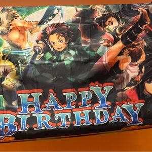 Demon Slayer Happy Birthday Backdrop & Balloons